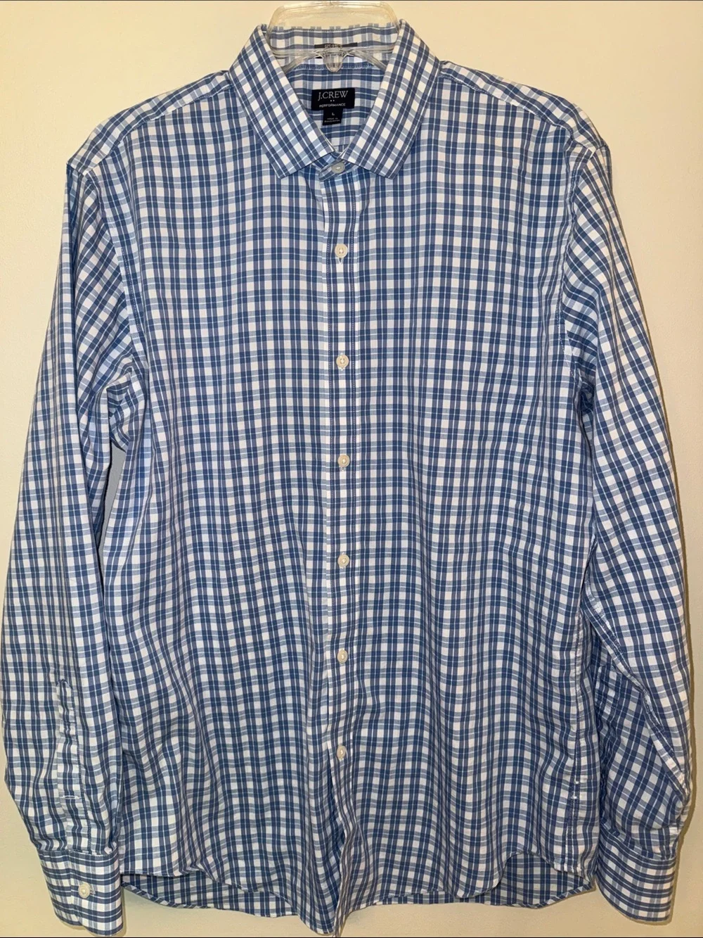 J. Crew Performance Slim Fit Blue Plaid Button Down Shirt Men’s Large J Crew